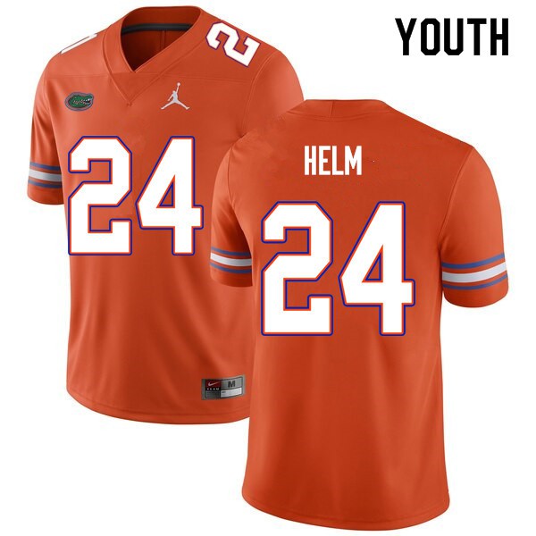 Youth #24 Avery Helm Florida Gators College Football Jersey Orange